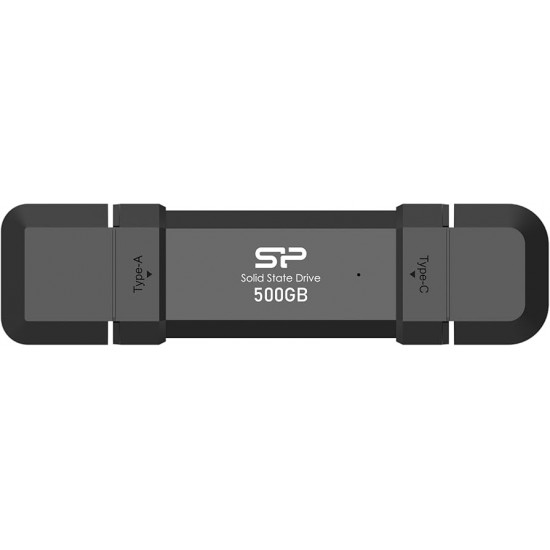 SILICON POWER DS72 Dual USB-C/USB 3.2 Gen 2 Portable External SSD, 500GB, Black