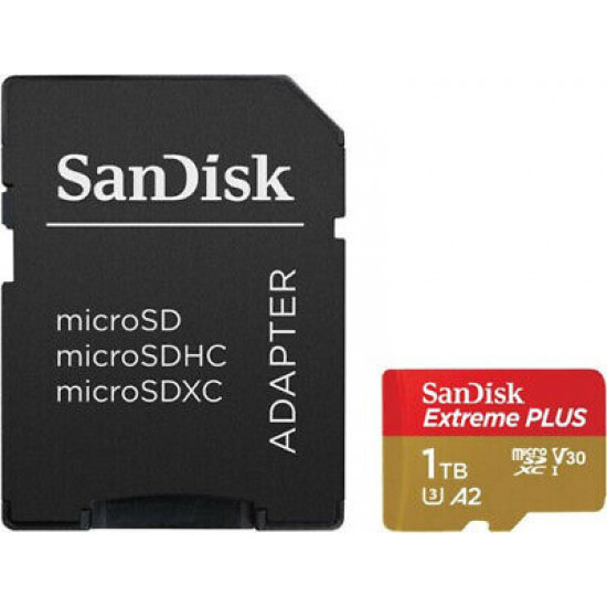 SanDisk Extreme microSDXC 1TB + SD Adapter + 1 year RescuePRO Deluxe up to 190MB/s & 130MB/s Read/Write speeds A2 C10 V30 UHS-I U3, EAN: 619659188474