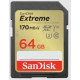 SanDisk Extreme 64GB SDXC Memory Card + 1 year RescuePRO Deluxe up to 170MB/s & 80MB/s Read/Write speeds, UHS-I, Class 10, U3, V30, EAN: 619659188610