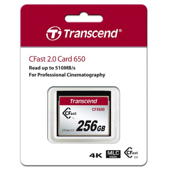 TRANSCEND CFX650 CFast 2.0 256GB Card R510MB/s MLC