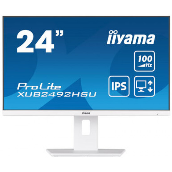 61cm/24inch (1920x1080) Iiyama ProLite XUB2492HSU-W6 16:9 FHD IPS 100Hz 0,4ms HDMI DP Pivot Speaker White