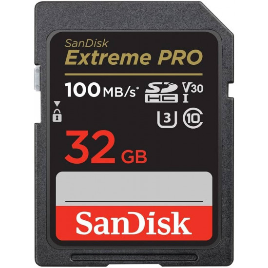 SanDisk Extreme PRO 32GB SDHC Memory Card + 2 years RescuePRO Deluxe up to 100MB/s & 90MB/s Read/Write speeds, UHS-I, Class 10, U3, V30, EAN: 619659188689