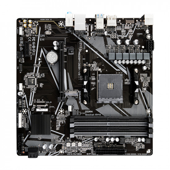 GIGABYTE A520M DS3H V2 Motherboard - Supports AMD Ryzen 5000 Series AM4 CPUs, up to 4733MHz DDR4 (OC), PCIe 3.0 x16, GbE LAN, USB 3.2 Gen 1