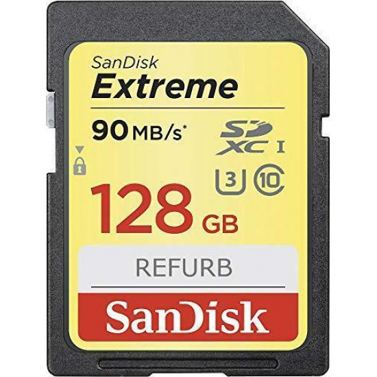 SanDisk Extreme PLUS 128GB SDXC Memory Card + 2 years RescuePRO Deluxe up to 190MB/s & 90MB/s Read/Write speeds, UHS-I, Class 10, U3, V30, EAN: 619659189389