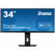 34''/86,4cm (3440x1440) Iiyama 34W LCD Business UWQHD IPS 21:9 4ms HDMI DisplayPort USB 3.0 Height Adj. Stand Speaker