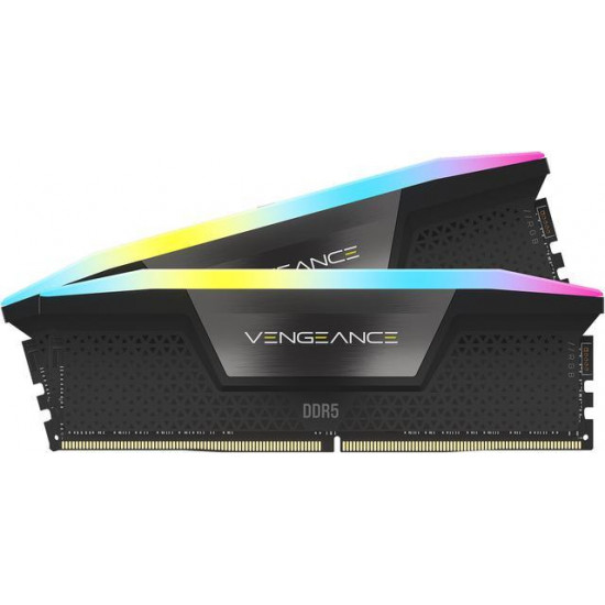 CORSAIR VENGEANCE RGB 64GB 2x32GB DDR5 6000MT/s DIMM Unbuffered 30-36-36-76 Std PMIC XMP 3.0 Black Heatspreader RGB LED 1.4V