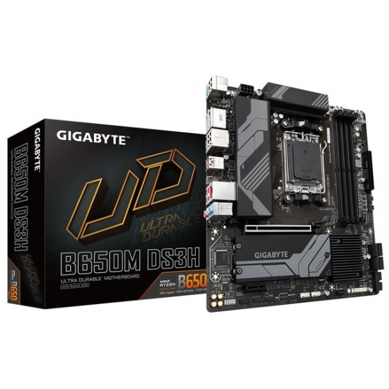 Gigabyte | B650M D3HP | Processor family AMD | Processor socket AM5 | DDR5 DIMM | Memory slots 1 | Supported hard disk drive interfaces SATA, M.2 | Number of SATA connectors 4 | Chipset AMD B650 | Micro ATX