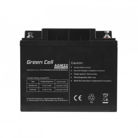 Green Cell Ersatzbatterie AGM22 12V/40Ah