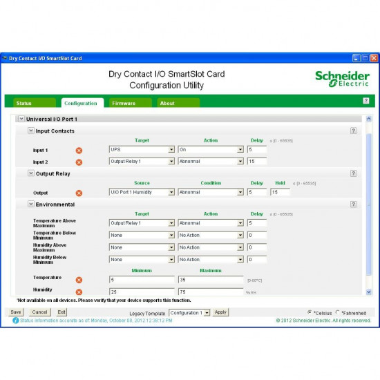 APC AP9613 I/O SmartSlot-Karte mit potenzialfreiem Kontakt (Dry Contact)