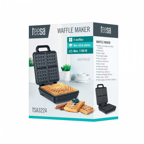 Waffle maker 4 waffles 1100W teflon