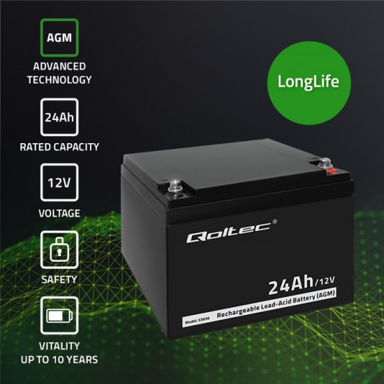 Battery AGM 12V 24Ah max. 7.2A