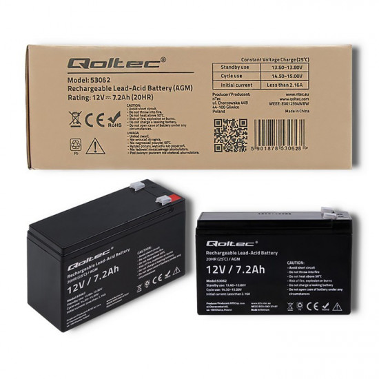 AGM battery 12V 7.2Ah, max. 108A