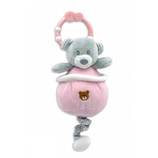 Bear music box pink 13 cm