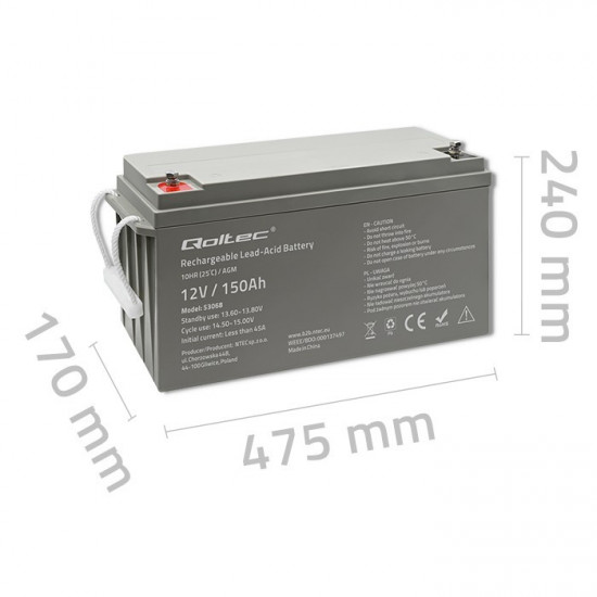 AGM battery 12V 150Ah, max. 2250A