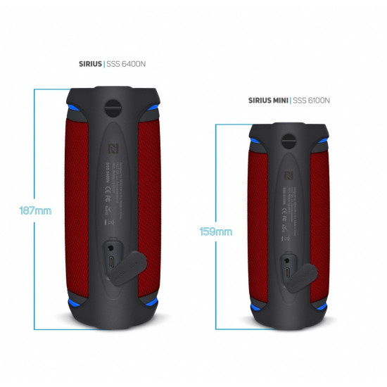 Speaker bluetooth SSS 6400 Sirius 30W, TWS, NFC, IPX6 red