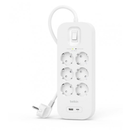 Surge Protector SurgePlus 6x Schuko 1xUSB-A 1xUSB-C 650J 2m