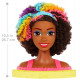 Barbie styling head Neon rainbow curly hair