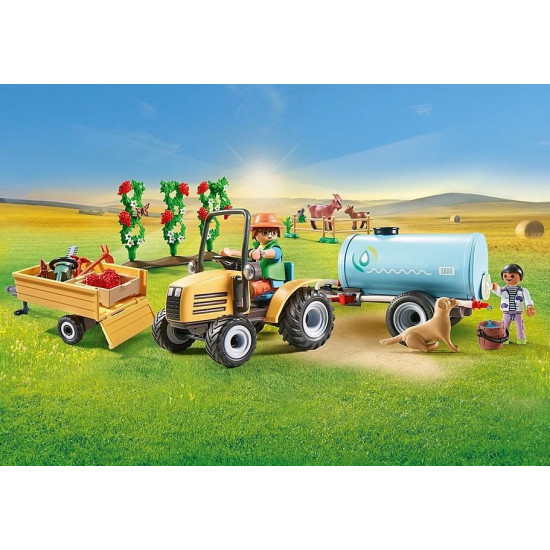 Tractor with trailer and water tank