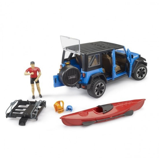 Vehicle Jeep Wrangler Rubicon with kayak and figurine