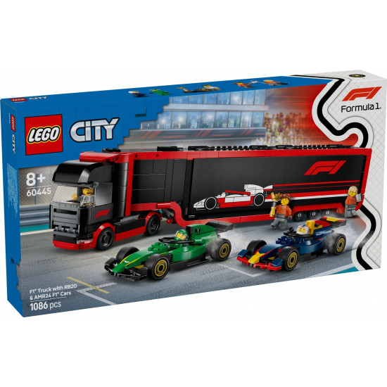 Bricks City 60445 F1 Truck with RB20 & AMR 24 F1 Cars