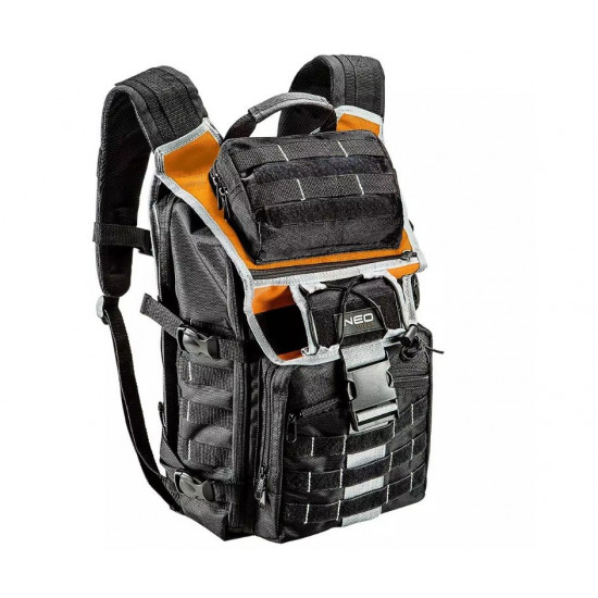 Neo Tools assembler backpack 4 external and 18 internal pockets, adjustable straps