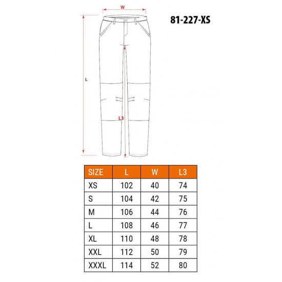 PREMIUM work trousers, 100% cotton, ripstop, size XS