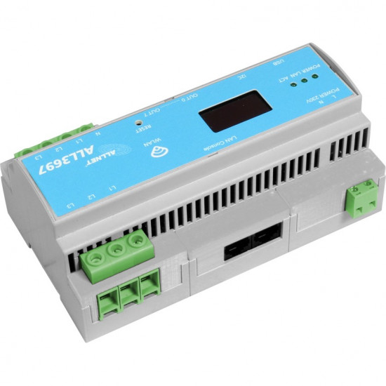 ALLNET MSR Powermeter Zentrale ALL3697-32A 32A 3phasig inkl. S0 (opt.) & Induktion & 2 Sensor Ports für IP Gebäude Automation