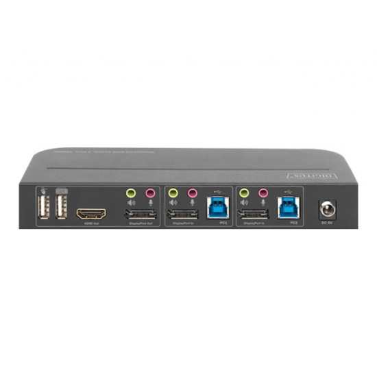 Digitus KVM Switch, 2-Port, 4K60Hz, 2 x DP in, 1 x DP/HDMI out | DS-12850