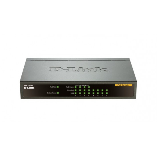 D-Link DES-1008PA network switch Unmanaged Fast Ethernet (10/100) Power over Ethernet (PoE) Black