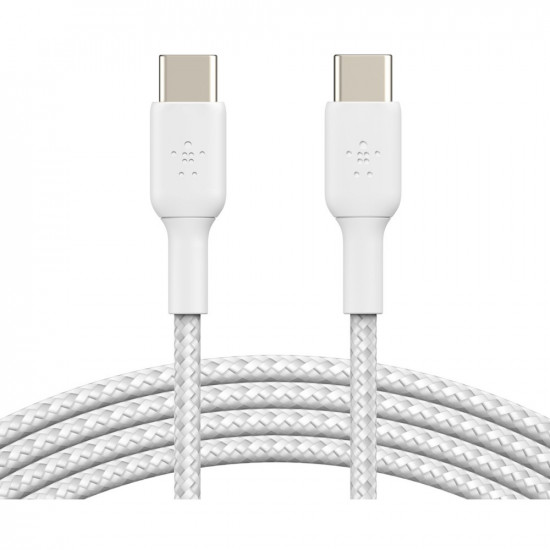 Belkin USB-C/USB-C Kabel ummantelt, 1m, weiß