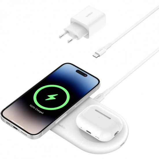 Belkin BOOST CHARGE PRO 2in1 Ladepad Qi2 15 Watt, weiss