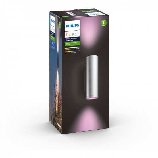 Philips Hue White & Color Ambiance Appear Wandleuchte rund Edelstahl 1200lm