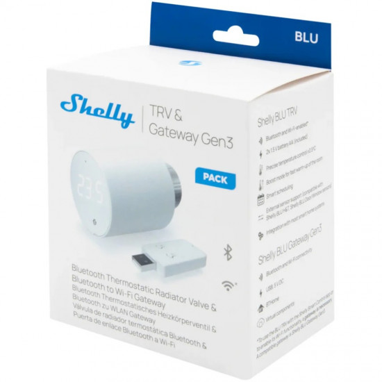 Shelly Plug & Play Blu TRV & Blu Gateway Gen3 Heizkörperthermostat + Gateway