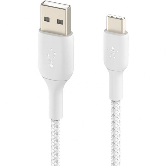 Belkin USB-C/USB-A Kabel ummantelt, 1m, weiß