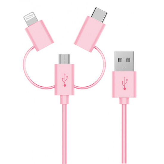 3-in-1 Cirago Charge and Sync Cable (Rose Gold) ***New Launch***