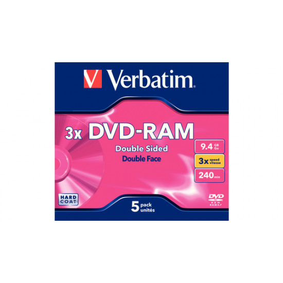 VERBATIM 9.4GB DVD-RAM, TYPE 4 DOUBLE SIDED, 5PK