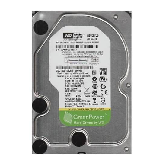 1.5TB Western Digital 3.5 SATA 7200rpm 32MB Internal HD AV-GP