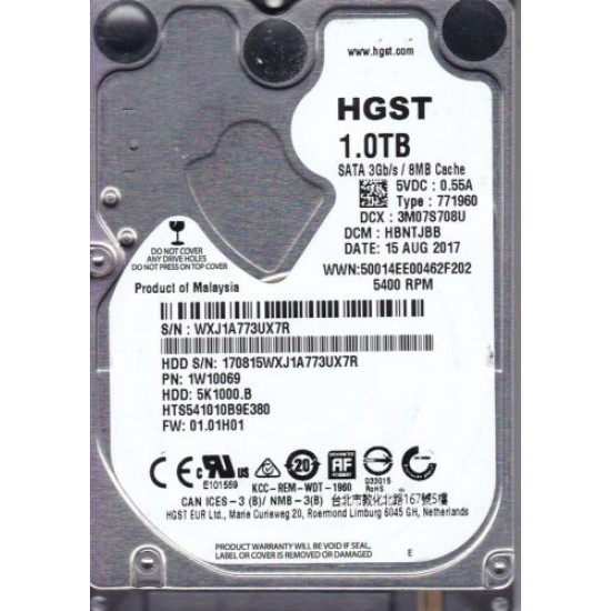 1TB HGST / WD Notebook 2.5 SFF, SATA-6Gbps, HDD