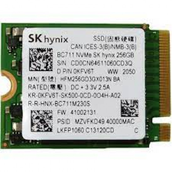 256GB Dell / SK Hynix, BC711, M.2 (2230) PCIe NVMe, x4 TLC NAND Flash, HMB-SLC High performance Cache, 285,000 IOPS, SSD