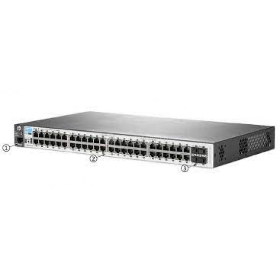 HP Switch (2530-48-PoE+), 48 Port + 4 SFP ports 1000Mbps ports, fixed(desktop/19 telco rack), Basic Layer2,POE, Managed Switch (Open Box)