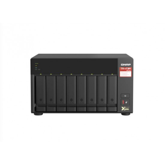 8-bay QNAP NAS, AMD Ryzen V1000 series V1500B 4C/8T 2.2GHz, 8GB DDR4 RAM (2 x SODIMM Slots, Max. 64GB, Optional ECC RAM Support), 8x SATA 6Gb/s bays, 2x M.2 NVMe PCIe Gen3 SSD Slots, 2 x 2.5GbE LAN, Optional 10GbE, 2x PCIe 3.0 x 4 Slots, USB 3.2 Gen2 Type-A & USB 3.2 Gen1 Type-C Ports