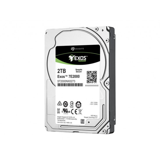 SEAGATE EXOS 7E2000 Enterprise Capacity 2.5 2TB HDD 512Emulation 7200rpm 128MB 2,5inch SAS 12Gb/s 24x7 long-term usage BLK