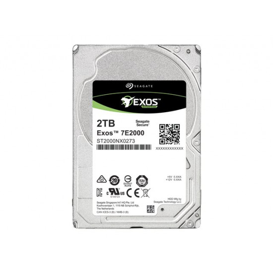 SEAGATE EXOS 7E2000 Enterprise Capacity 2.5 2TB HDD 512Emulation 7200rpm 128MB 2,5inch SAS 12Gb/s 24x7 long-term usage BLK