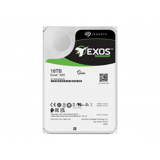 SEAGATE Exos X20 18TB HDD SATA 6Gb/s 7200RPM 256MB cache 3.5inch 512e/4KN Standard