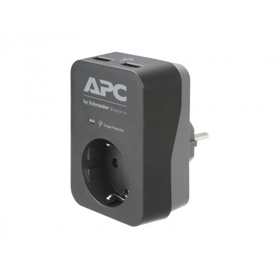 APC Essential SurgeArrest 1 Outlet 2 USB Ports Black 230V