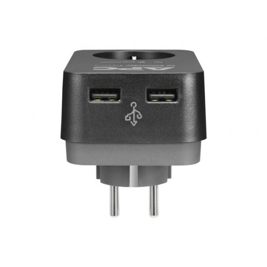 APC Essential SurgeArrest 1 Outlet 2 USB Ports Black 230V