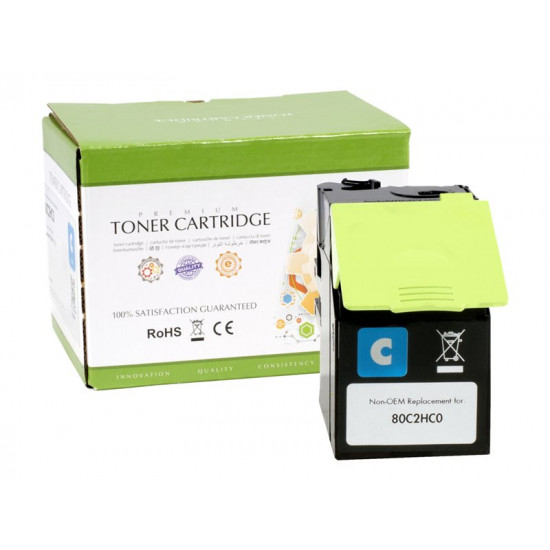 STATIC Toner cartridge compatible with Lexmark 80C2HC0 cyan compatible 3.000 pages