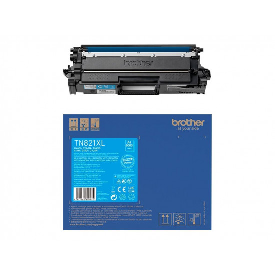 BROTHER TN-821XLC Super High Yield Cyan Toner Cartridge for EC Prints 9000 pages