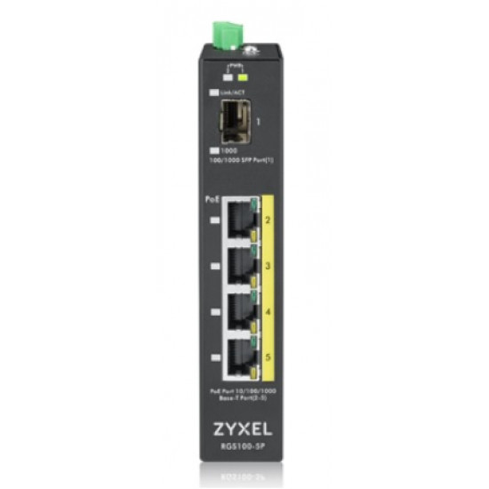 ZYXEL RGS100-12P, 5  PORT UNMANAGED POE SWITCH, 120 WATT POE, DIN RAIL, IP30, 12-58V DC