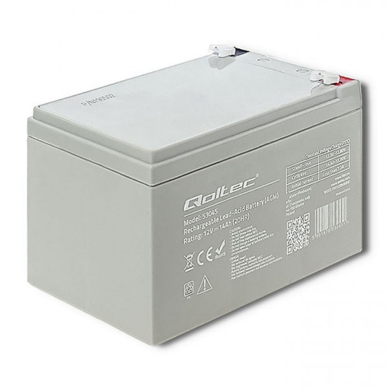 Qoltec 53045 AGM battery | 12V | 14Ah